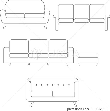 Furniture interior black and white line drawing sofa set Furniture interior black and white line drawing sofa set 82042339