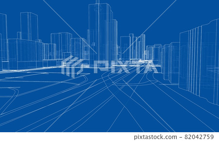 Vector 3d urban landscape. Buildings and roads 82042759