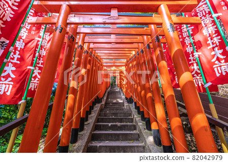 View of Tokyo cityscape of Japan, such as Hie Shrine and Senbon Torii 82042979