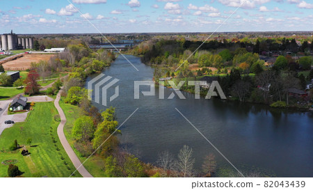 Aerial of the Waterford Ponds in Ontario, Canada on a sunny day Aerial of the Waterford Ponds in Ontario, Canada on a sunny day 82043439