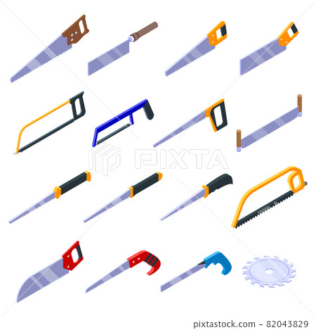 Saw icons set, isometric style 82043829