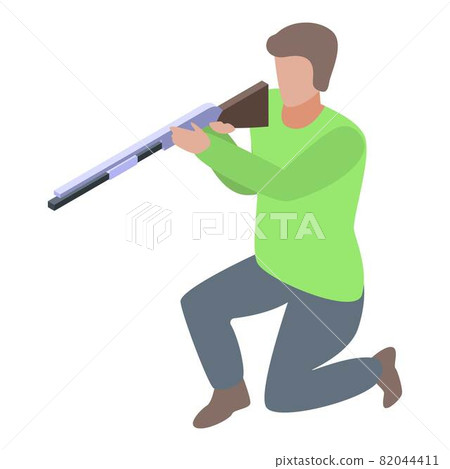 Shotgun shooter icon, isometric style Shotgun shooter icon, isometric style 82044411