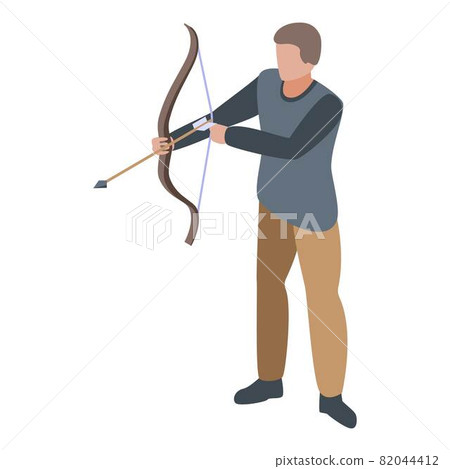Arch bow shooter icon, isometric style Arch bow shooter icon, isometric style 82044412