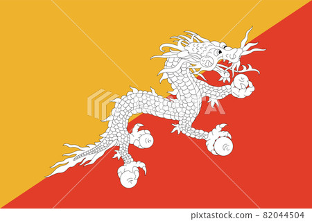 Flag Bhutan vector illustration symbol national country icon. Freedom nation flag Bhutan independence patriotism celebration design government international official symbolic object culture 82044504