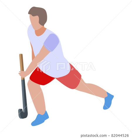 Field hockey playing icon, isometric style Field hockey playing icon, isometric style 82044526