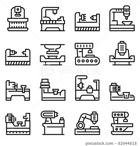 Lathe icons set, outline style 82044818