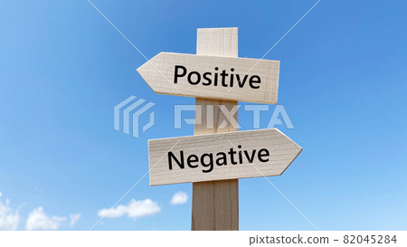 Signpost and blue sky_2 Direction_Middle_Positive and Negative characters 82045284