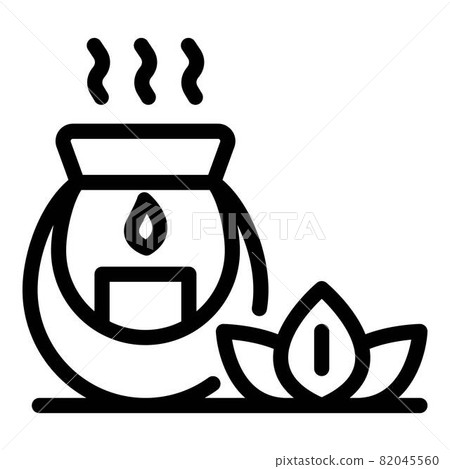 Aroma lamp and lotus icon, outline style 82045560