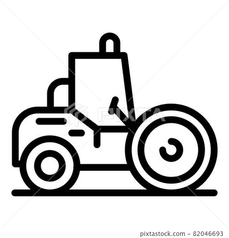 Road roller vehicle icon, outline style 82046693