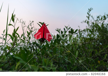 Paper airplane hanging on branch hope and dream concept Paper airplane hanging on branch hope and dream concept 82048168
