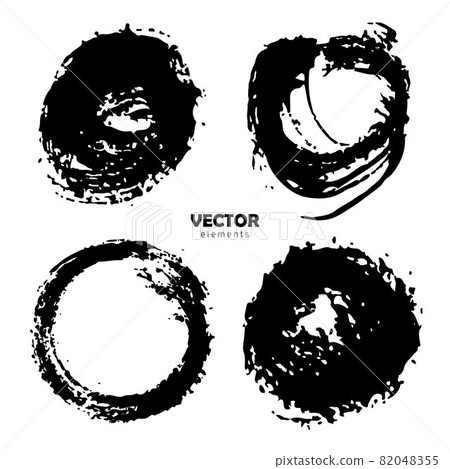 Vector Set of brush Circle Round Black color on white background. Hand painted grange elements. Ink drawing. Dirty artistic design . Place for text, quote, information, company name. Vector Set of brush Circle Round Black color on white background. Hand painted grange elements. Ink drawing. Dirty artistic design . Place for text, quote, information, company name. 82048355