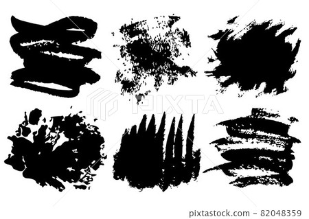 Grunge Set Brush Shape Vector Strokes in Black color on white background. Hand painted grange elements. Ink drawing. Dirty artistic design . Place for text, quote, information, company name. 82048359