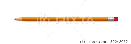 Pencil mock up. Lead orange pencil with eraser. Vector realistic mockup template Pencil mock up. Lead orange pencil with eraser. Vector realistic mockup template 82048682