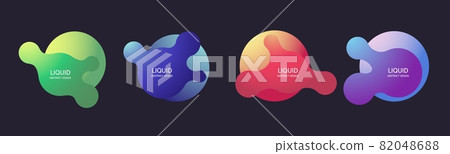 Liquid shape. Fluid abstract dynamic wavy banners. Vector futuristic logo template. 82048688