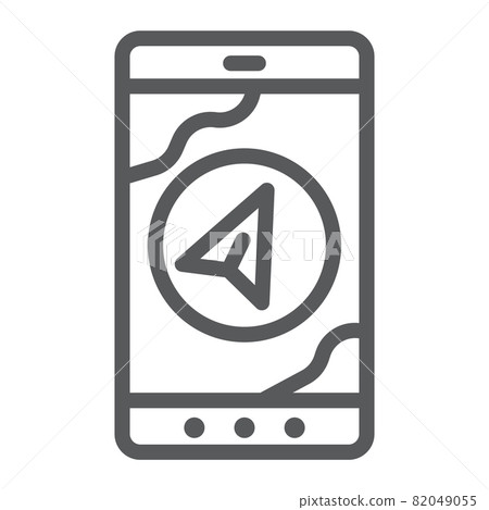 Navigation line icon, gps and location, arrow on phone screen sign, vector graphics, a linear pattern on a white background, eps 10. Navigation line icon, gps and location, arrow on phone screen sign, vector graphics, a linear pattern on a white background, eps 10. 82049055