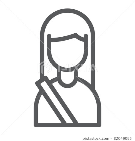 Passenger line icon, human and taxi, girl sign, vector graphics, a linear pattern on a white background, eps 10. 82049095