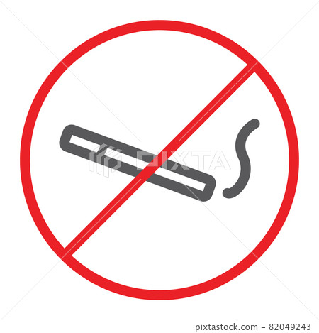 No smoking line icon, prohibited and forbidden, no cigarette sign, vector graphics, a linear pattern on a white background, eps 10. No smoking line icon, prohibited and forbidden, no cigarette sign, vector graphics, a linear pattern on a white background, eps 10. 82049243