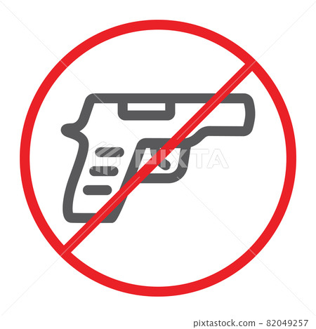 No gun line icon, prohibited and restriction, no weapon sign, vector graphics, a linear pattern on a white background, eps 10. No gun line icon, prohibited and restriction, no weapon sign, vector graphics, a linear pattern on a white background, eps 10. 82049257