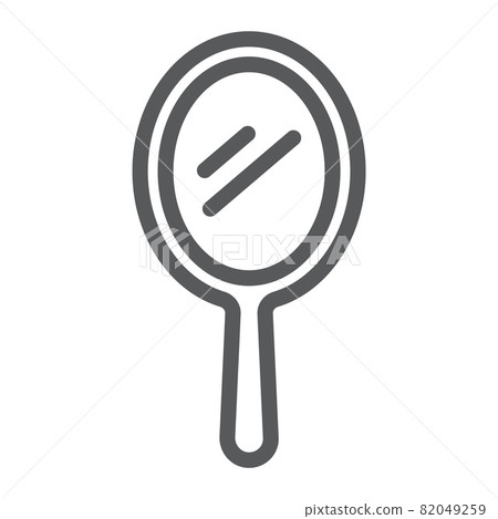 Hand mirror line icon, reflection and glass, portable mirror sign, vector graphics, a linear pattern on a white background, eps 10. Hand mirror line icon, reflection and glass, portable mirror sign, vector graphics, a linear pattern on a white background, eps 10. 82049259