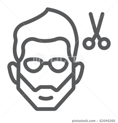 Haircut line icon, barber and hairstyle, bearded face sign, vector graphics, a linear pattern on a white background, eps 10. 82049260