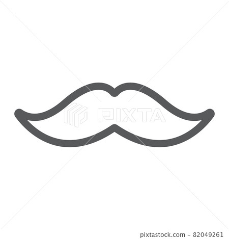 Mustache line icon, barber and hairstyle, moustache sign, vector graphics, a linear pattern on a white background, eps 10. 82049261