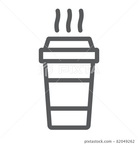 Paper cup line icon, beverage and cafe, disposable cup sign, vector graphics, a linear pattern on a white background, eps 10. Paper cup line icon, beverage and cafe, disposable cup sign, vector graphics, a linear pattern on a white background, eps 10. 82049262