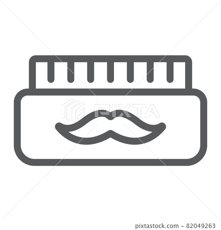 Barber gel line icon, container and barber, mustache gel sign, vector graphics, a linear pattern on a white background, eps 10. 82049263