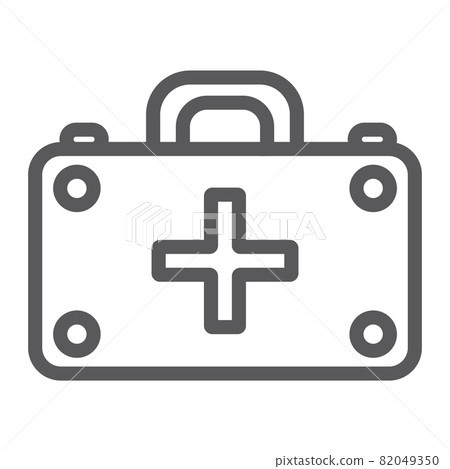 First aid kit line icon, medicine and emergency, medical box sign, vector graphics, a linear pattern on a white background, eps 10. 82049350