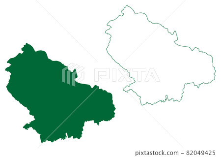 Udhampur district (Jammu and Kashmir union territory, Republic of India) map vector illustration, scribble sketch Udhampur map 82049425