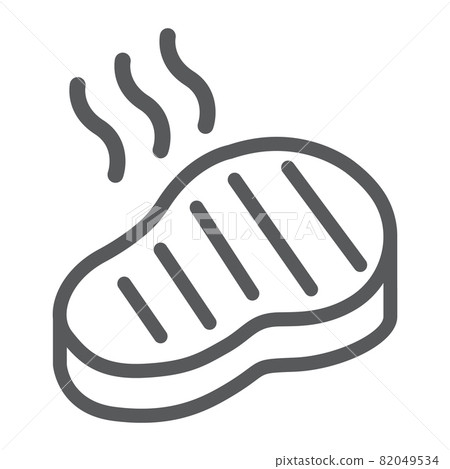 Steak line icon, food and meal, meat sign, vector graphics, a linear pattern on a white background, eps 10. 82049534