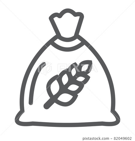 Wheat bag line icon, grain and farm, seed sack sign, vector graphics, a linear pattern on a white background, eps 10. 82049602