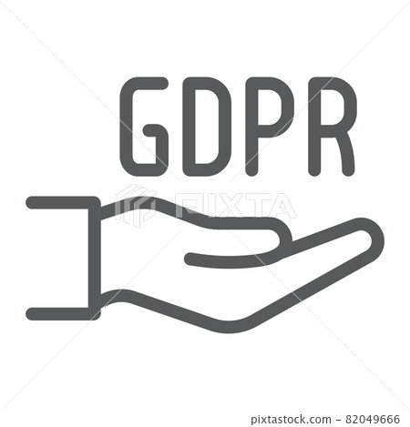 Gdpr on hand line icon, protect and secure, arm sign, vector graphics, a linear pattern on a white background, eps 10. Gdpr on hand line icon, protect and secure, arm sign, vector graphics, a linear pattern on a white background, eps 10. 82049666