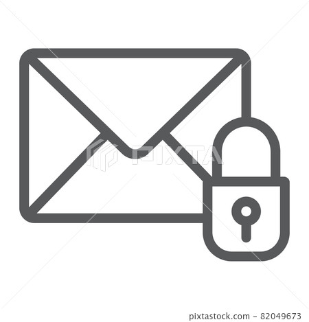 Email protection line icon, mail and security, envelope sign, vector graphics, a linear pattern on a white background, eps 10. Email protection line icon, mail and security, envelope sign, vector graphics, a linear pattern on a white background, eps 10. 82049673