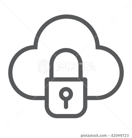 Cloud and lock line icon, data and protect,... - Stock Illustration ...