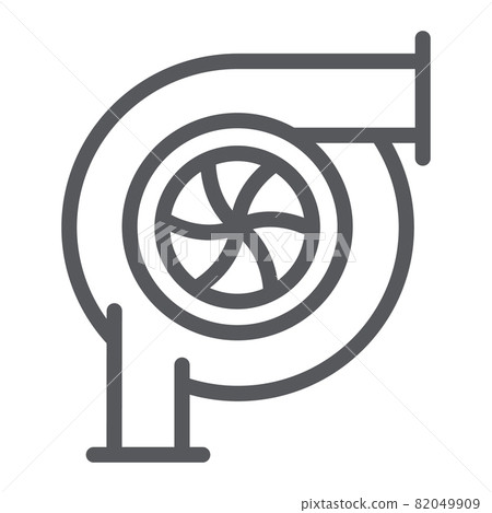 Car turbine line icon, auto and part, car detail sign, vector graphics, a linear pattern on a white background, eps 10. Car turbine line icon, auto and part, car detail sign, vector graphics, a linear pattern on a white background, eps 10. 82049909
