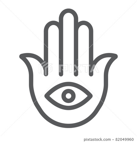 Hamsa line icon, luck and talisman, hand sign, vector graphics, a linear pattern on a white background, eps 10. 82049960