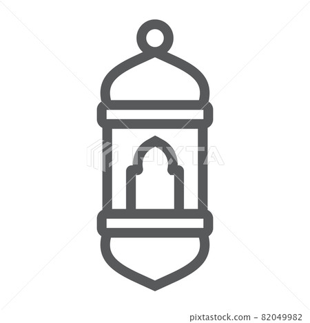 Arabic lantern line icon, light and muslim, lamp sign, vector graphics, a linear pattern on a white background, eps 10. Arabic lantern line icon, light and muslim, lamp sign, vector graphics, a linear pattern on a white background, eps 10. 82049982