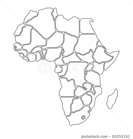Simplified schematic map of South America. Blank isolated continent political map of countries. Generalized and smoothed borders. Simple flat vector illustration Simplified schematic map of South America. Blank isolated continent political map of countries. Generalized and smoothed borders. Simple flat vector illustration 82050191