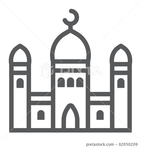 Mosque line icon, islamic and religion, building sign, vector graphics, a linear pattern on a white background, eps 10. 82050209