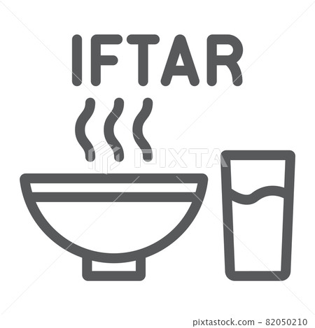 Ramadan iftar line icon, food and arabian, meal sign, vector graphics, a linear pattern on a white background, eps 10. Ramadan iftar line icon, food and arabian, meal sign, vector graphics, a linear pattern on a white background, eps 10. 82050210