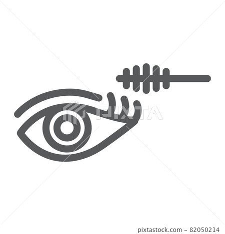 Eye makeup line icon, beauty and makeup, mascara brush sign, vector graphics, a linear pattern on a white background, eps 10. Eye makeup line icon, beauty and makeup, mascara brush sign, vector graphics, a linear pattern on a white background, eps 10. 82050214