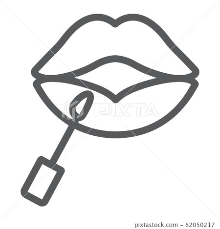 Lip gloss line icon, makeup and cosmetic, painting lips sign, vector graphics, a linear pattern on a white background, eps 10. 82050217