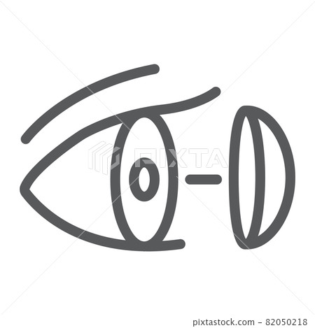 Eye lens line icon, vision and care, contact lens sign, vector graphics, a linear pattern on a white background, eps 10. Eye lens line icon, vision and care, contact lens sign, vector graphics, a linear pattern on a white background, eps 10. 82050218