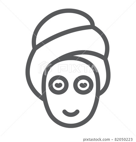 Beauty mask line icon, skin and beauty, face care sign, vector graphics, a linear pattern on a white background, eps 10. Beauty mask line icon, skin and beauty, face care sign, vector graphics, a linear pattern on a white background, eps 10. 82050223