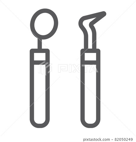 Dental tools line icon, stomatology and dentist, dentistry equipment sign, vector graphics, a linear pattern on a white background, eps 10. 82050249