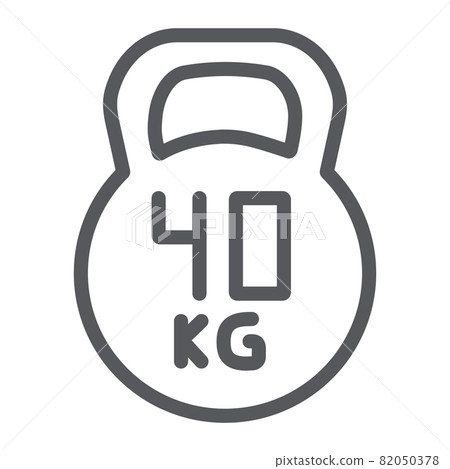 Kettlebell thin line icon, sport and gym,... - Stock Illustration ...
