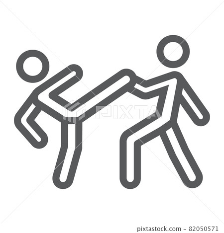 Taekwondo line icon, sport and martial, fighters sign, vector graphics, a linear pattern on a white background, eps 10. 82050571
