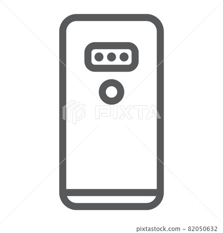 Smartphone with three camera line icon, gadget and communication, mobile phone sign, vector graphics, a linear pattern on a white background, eps 10. 82050632