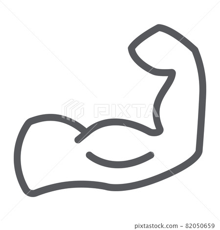 Muscles line icon, power and bodybuilding, muscular arm sign, vector graphics, a linear pattern on a white background, eps 10. 82050659