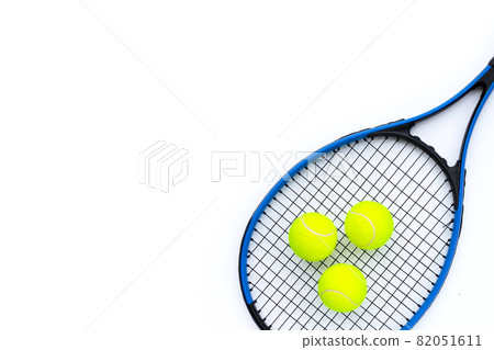 Tennis racket with balls on white. Tennis racket with balls on white. 82051611